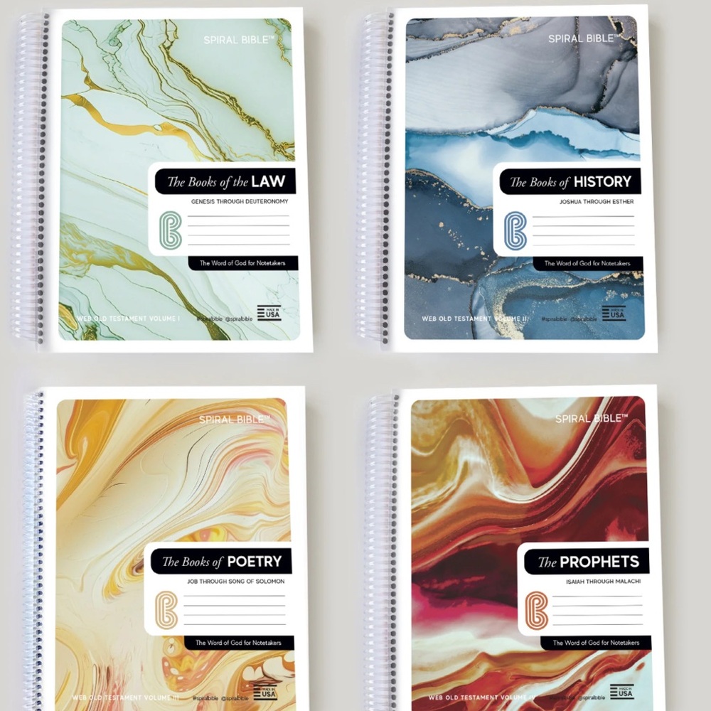 Spiral Bible Set - Green, Blue, Orange, Red